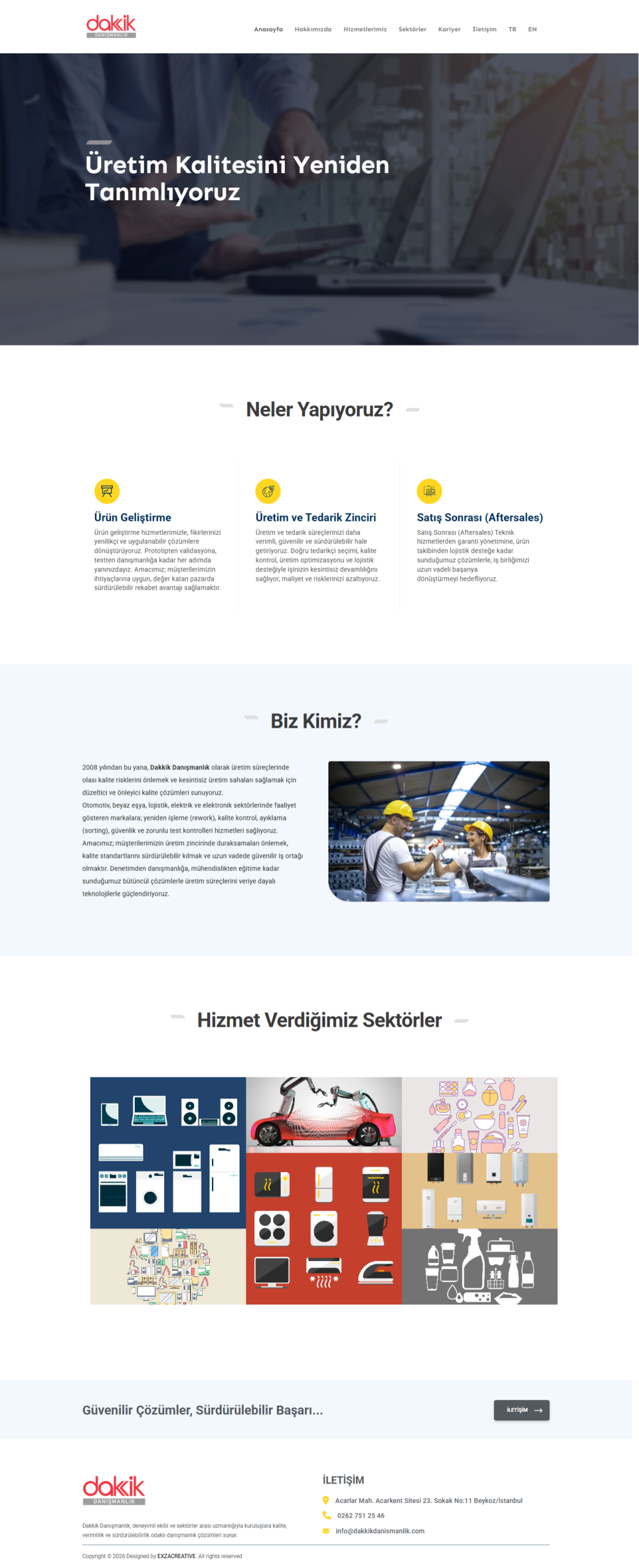 ExzaCreative tarafından geliştirilen Dakkik Danışmanlık kurumsal web sitesi tasarımı