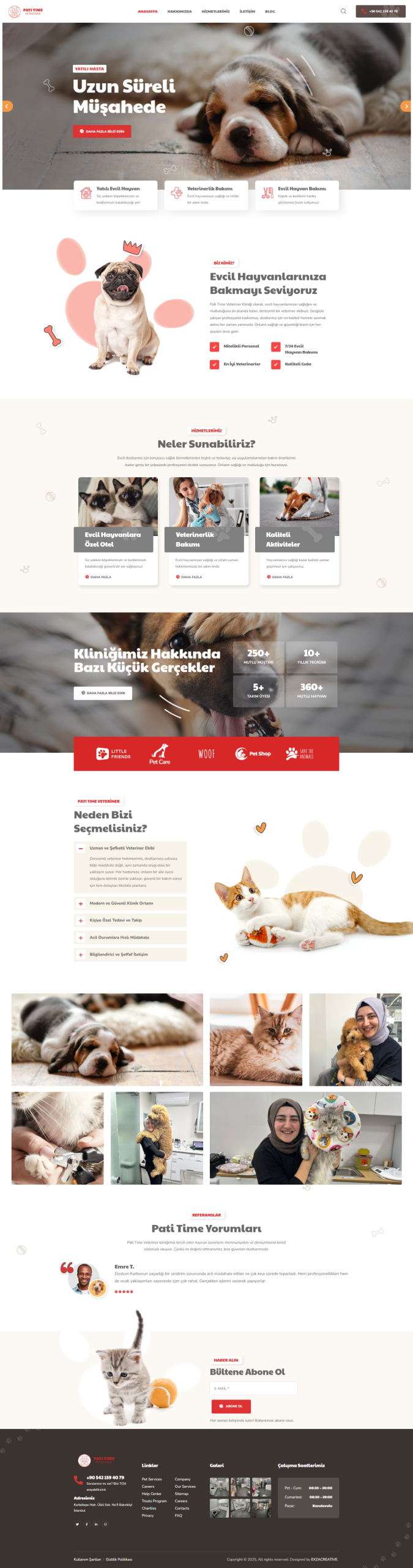 ExzaCreative tarafından geliştirilen Pati Time Veteriner web sitesi tasarımı