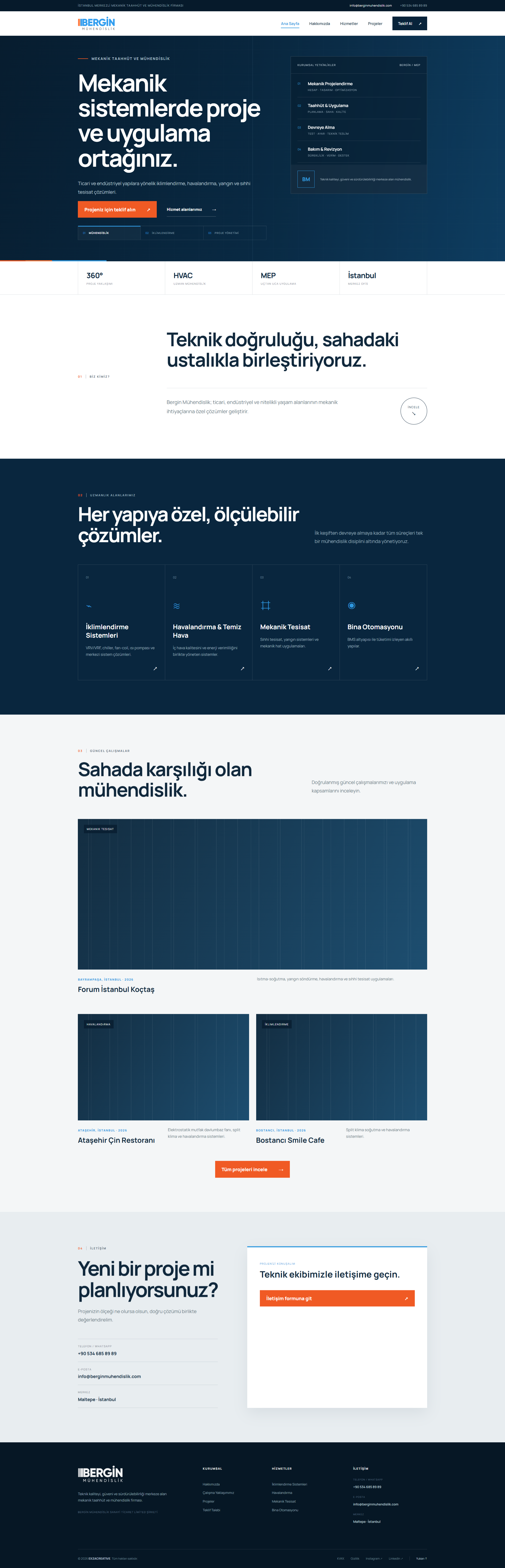 ExzaCreative tarafından tasarlanan Bergin Mühendislik kurumsal web sitesi projesi.
